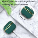 Plated Fabric Bluetooth Earphone Protective Cover + PC Protective Cover Case For AirPods Pro(Green + Gold)