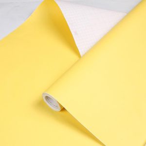 5 PCS 60cm x 1m  Self-Adhesive Plain Wallpaper PVC Thickened With Glue Solid Color Children Kindergarten Stickers(Light Yellow Y807)