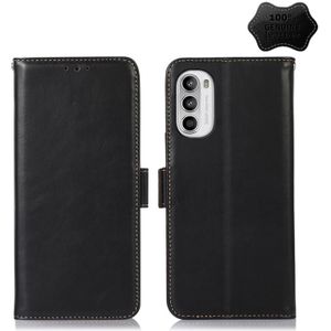 For Motorola Moto G52 4G Crazy Horse Top Layer Cowhide Leather Phone Case(Black)