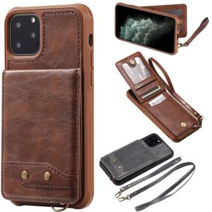 For iPhone 11 Pro Vertical Flip Wallet Shockproof Back Cover Protective Case with Holder & Card Slots & Lanyard & Photos Frames(Coffee)