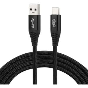 1.8m Nylon Braided Cord USB to Type-C Data Sync Charge Cable with 110 Copper Wires  Support Fast Charging  For Galaxy  Huawei  Xiaomi  LG  HTC and Other Smart Phones(Black)