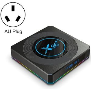 X96 X4 8K Smart TV Box Android 11.0 Media Player met afstandsbediening  AmLogic S905x4 Quad Core Arm Cortex A55  RAM: 4GB  ROM: 32 GB  ondersteuning 100m  Dual Band WiFi  Bluetooth  AU-stekker