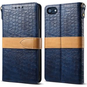 Splicing Color Crocodile Texture PU Horizontal Flip Leather Case for iPhone 7 / 8  with Wallet & Holder & Card Slots & Lanyard (Blue)