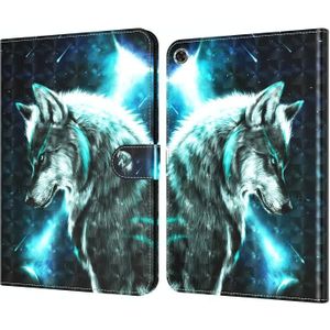 Voor Samsung Galaxy Tab A8 3D Painted Pattern Lederen Tablet Case (Wolf)