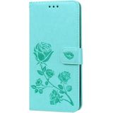 Rose Embossed Horizontal Flip PU Leather Case for Galaxy A70  with Holder & Card Slots & Wallet (Green)