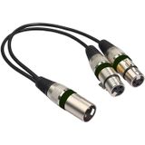 2055MFF-03 2 In1 XLR Male to Double Female Microphone Audio Cable  Length: 0.3m(Black)
