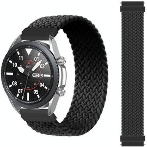 For Samsung Galaxy Watch 3 45mm Adjustable Nylon Braided Elasticity Replacement Strap Watchband  Size:125mm(Black)