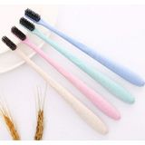 4  PCS /set Wheat Straw Toothbrush Soft-Bristle Toothbrush Bamboo Charcoal Head 18cm PVC Casing Portable Packaging Travel Toothbrush(Beige)