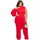 Vrouwen plus size sweatpants wide poot broek (kleur: rood maat: xxxxl)