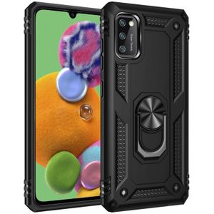 For Galaxy A41 Shockproof TPU + PC Protective Case with 360 Degree Rotating Holder(Black)