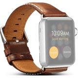 Denior Oil Wax Retro Watch Leather Strap for Apple Watch Series 5 & 4 44mm / 3 & 2 & 1 42mm (Brown)