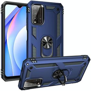 For Xiaomi Redmi Note 9 4G / 9T / 9 Power Shockproof TPU + PC Protective Case with 360 Degree Rotating Holder(Blue)