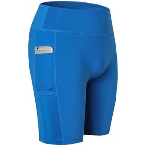 Fitness Running Stretch Tight Quick Dry Sweat Wicking 5-point Belt Pocket (Color:Blue Size:M)