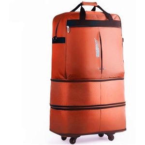 91L Retractable Suitcase Foldable Unisex Suitcase Lockable Travel Spinner Rolling Trolley Clothing Bag(Orange)