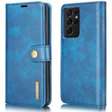 For Samsung Galaxy S21 Ultra 5G DG.MING Crazy Horse Texture Flip Detachable Magnetic Leather Case with Holder & Card Slots & Wallet(Blue)