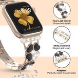 Voor Apple Watch Ultra 49 mm Petal Metal Diamond horlogeband (roségoud + zwart)