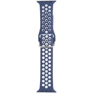 Metal Buckle Silicone Replacement Watchband For Apple Watch Series 6 & SE & 5 & 4 44mm / 3 & 2 & 1 42mm(Blue+White)