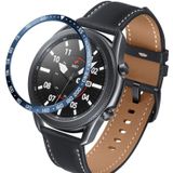 For Samsung Galaxy Watch 3 45mm Smart Watch Steel Bezel Ring  E Version(Blue Ring White Letter)