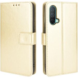 For OnePlus Nord CE 5G Crazy Horse Texture Horizontal Flip Leather Case with Holder & Card Slots & Lanyard(Gold)