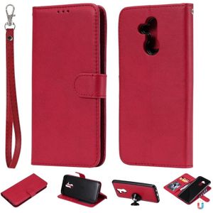 For Huawei Mate 20 Lite Solid Color Horizontal Flip Protective Case with Holder & Card Slots & Wallet & Photo Frame & Lanyard(Red)