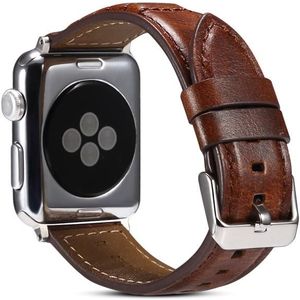 Voor Apple Watch Ultra 49mm / Series 8&7 45mm / SE 2&6&SE&5&4 44mm / 3&2&1 42mm Oil Wax lederen horlogeband