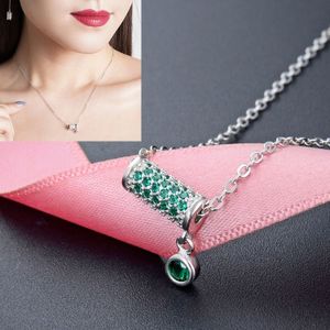 Women Fashion S925 Sterling Silver Small Waist Pendant Necklace (Green)