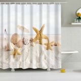 2 PCS Colorful Beach Conch Starfish Shell Polyester Washable Bath Shower Curtains  Size:180X200cm(Beach Shell)