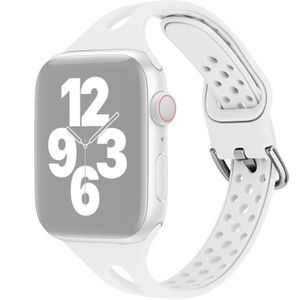 Silicone Replacement Watchbands For Apple Watch Series 6 & SE & 5 & 4 40mm / 3 & 2 & 1 38mm(White)