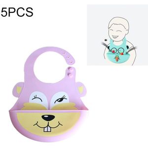 5 PCS Waterproof Baby Bib Children Silicone Feeding Bag Colour:Pink Rabbit