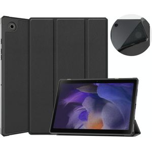 Voor Samsung Galaxy Tab A8 2021 SM-X205 3-Fold Houder Lederen Tablet Case (Zwart)