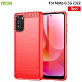 For Motorola Moto G 5G 2022 MOFI Gentleness Series Brushed Texture Carbon Fiber TPU Phone Case(Red)