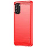For Motorola Moto G 5G 2022 MOFI Gentleness Series Brushed Texture Carbon Fiber TPU Phone Case(Red)
