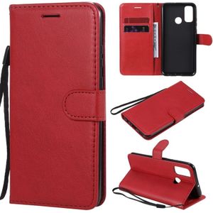For Huawei P smart 2020 Solid Color Horizontal Flip Protective Leather Case with Holder & Card Slots & Wallet & Lanyard(Red)