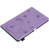 For Amazon Kindle Fire HD 10 (2015) / (2017)  Cat Bee Embossing Pattern Shockproof Table PC Protective Horizontal Flip Leather Case with Card Slots & Wallet & Pen Slot & Sleep / Wake-up Function(Purple)