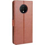 For OnePlus 7T  Retro Crazy Horse Texture Horizontal Flip Leather Case with Holder & Card Slots & Photo Frame(Brown)