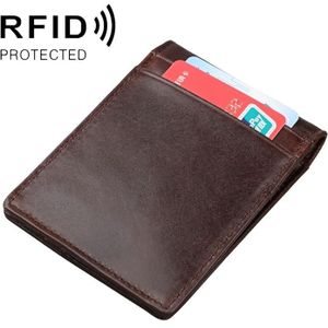9037 Antimagnetic RFID Crazy Horse Texture Leather Wallet Billfold for Men and Women (Coffee)