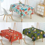 Household Encrypted Linen Waterproof Tablecloth  Size:100x140cm(Red Green Stripes)