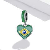 S925 Sterling Zilver Braziliaanse Vlag Hanger DIY Armband Necklace Accessoires