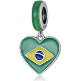 S925 Sterling Zilver Braziliaanse Vlag Hanger DIY Armband Necklace Accessoires