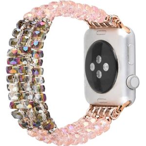 For Apple Watch 5 & 4 44mm / 3 & 2 & 1 42mm Pearl Crystal Watchband(Crystal Pink)