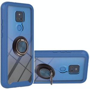 For Motorola Moto G Play 2021 Starry Sky Solid Color Series Shockproof PC + TPU Protective Case with Ring Holder & Magnetic Function(Blue)