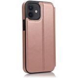 Strong Magnetic Closure PU + TPU lederen hoes met kaartslots & -houder voor iPhone 12 mini(Rose Red)