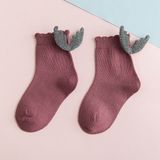 Girls Fashion Personality Wings Socks Baby Cotton Socks  Color:Fuchsia(L)