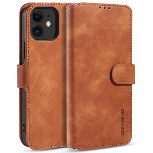 DG.MING Retro Oil Side Horizontal Flip Case with Holder & Card Slots & Wallet For iPhone 12 mini(Brown)