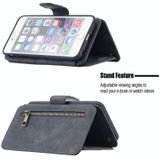 Detachable Frosted Magnetic Horizontal Flip Leather Case with Card Slots & Holder & Zipper Wallet & Photo Frame For iPhone 6 Plus(Black Blue)
