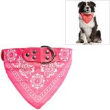 Adjustable Dog Bandana Leather Printed Soft Scarf Collar Neckerchief for Puppy Pet  Size:L(Magenta)