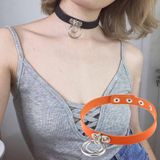 2 PCS European and American Rock Punk Nightclub Street Dancing Dual-ring Leather Collar Necklace  Random Color Delivery