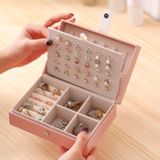 Portable Princess Style Jewelry Box Small Simple Earrings Ring Storage Box  Specification: 16.5x11.5x5.8cm(Pink)