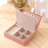 Portable Princess Style Jewelry Box Small Simple Earrings Ring Storage Box  Specification: 16.5x11.5x5.8cm(Pink)