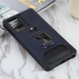 Voor Samsung Galaxy Note20 Sliding Camera Cover Design PC + TPU Schokbestendig Hoesje met Ring houder &Card Slot (Blauw)